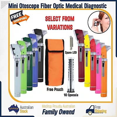 Mini Otoscope Fiber Optic Black Medical Diagnostic Free Bulb Ce Mark New • $29.99