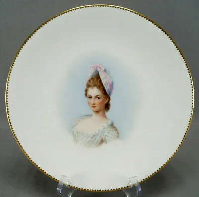$195 • Buy Brownfield Hand Painted Colonial Georgian Lady Portrait Plate Circa 1860 - 1891