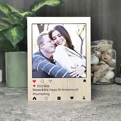 £9.99 • Buy Happy Wedding Anniversary Gifts Photo Block Frame Gift For Couples Wife Husband