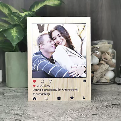 Happy Wedding Anniversary Gifts Photo Block Frame Gift For Couples Wife Husband • £7.99