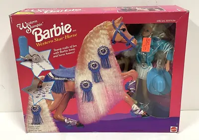 Vintage Western Stampin' Barbie & Star Horse Mattel NIB NOS SEALED 1993 • $89.99