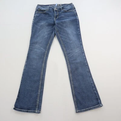 $18.99 • Buy Hydraulic Womens Lola Curvy Micro Boot Jeans Size 7 Embellished Dark Wash Bling