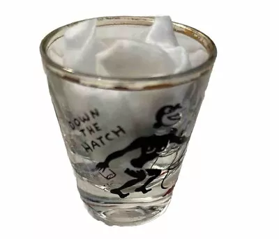 Vintage Shot Glass Down The Hatch Cannibals Jungle Monkey Kitschy Mid-Century • $5