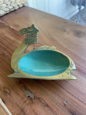$15 • Buy Vintage 1960s Hakuli Israel Solid Brass & Enamel Camel Ashtray/ Coin Dish - NICE