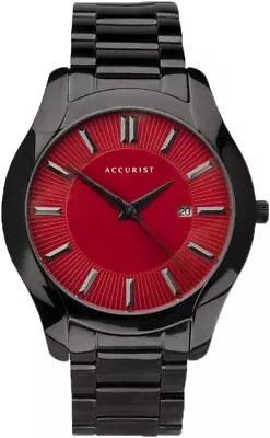 Accurist Mens Watch With Red Dial And Black Bracelet 7400 • £54.99