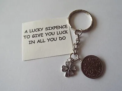 £2.95 • Buy Lucky Sixpence Keyring- Horseshoe Or Clover