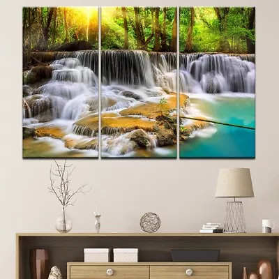 Moving Waterfall Scenery 3 Piece Canvas Print Wall Art Poster Home Decoration • $103.85