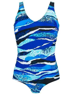 Mastectomy Swimsuit Blue Aqua Padded Ladies Swimwear Pocketed  Plus Size Costume • £29.99