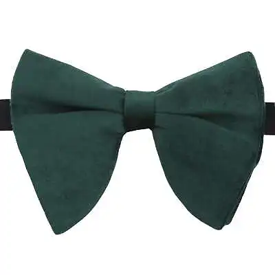 Emerald Green Plain Velvet Mens Pre-Tied Butterfly Bow Tie Pocket Square By DQT • £7.99