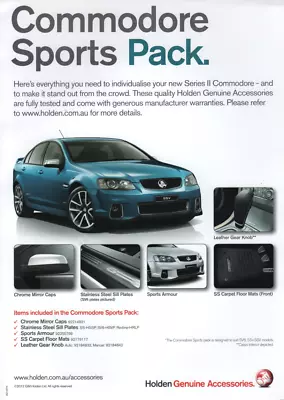 Holden Sales Brochure Ve Ser 2 Commodore Sports Pack Accessories 2012 • $5