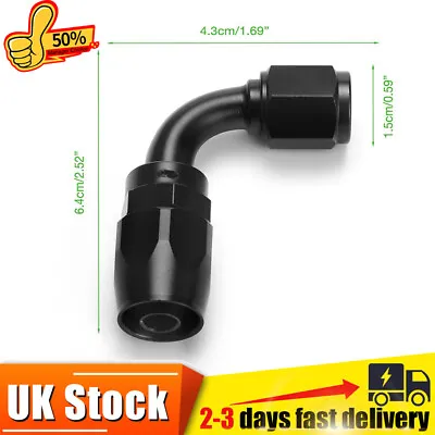 £7.59 • Buy ⭐⭐⭐⭐⭐ AN -6 AN6 90 Degree Hose Fitting In Stealth Black Swivel Adapter Reusable