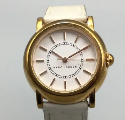 Marc Jacobs Riley Watch Women Rose Gold Tone White Leather Band • $32.49