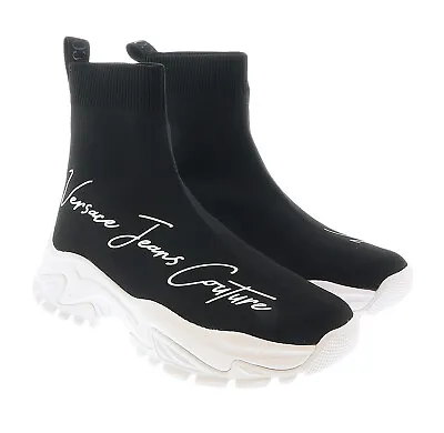 Versace Jeans Couture Signature Pull On Sock  Black Sneakers- • $299.99