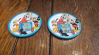Vintage Lithograph Tin Mickey Mouse Ice Cream Playset Saucers • $12.99