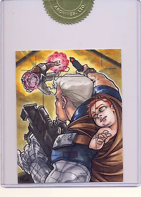 2010 Marvel Heroes And Villains UNCUT Sketch Card Hetrick Cable Hope Vs. Bishop • $799.99