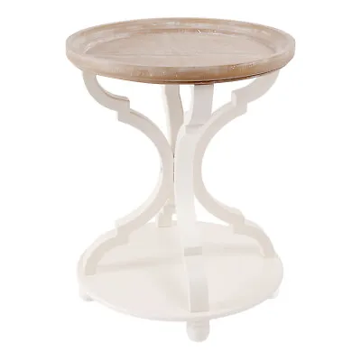 $109.99 • Buy Vintage Wood Round Side Table Farmhouse Rustic Cottagecor End Table Accent Table