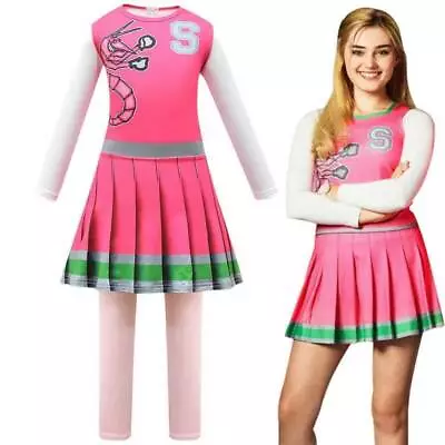 Girls Kids Cheerleader Costume Zombies 2 Fancy Dress Outfit Halloween Clothes UK • £25.59