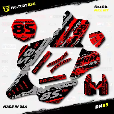 Gray & Red Slick Racing Graphics Kit Fit Suzuki RM85 01-21 Plates RM 85 Decal • $79.99