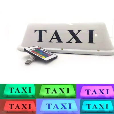 $27.99 • Buy Taxi Cab Roof Top Illuminated Logo Topper Car Remote Change Rechargeable 7-Color