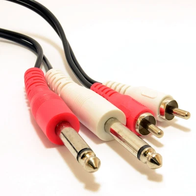 £2.79 • Buy 1.8m 6.35mm 1/4 Inch MONO Jack Plugs To RCA Phono Plugs OFC Audio Cable [006715]