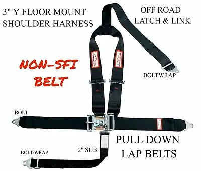 Race Harness 5 Point Non-sfi Racing Latch & Link 3  Y Shoulder Harness • $65.95