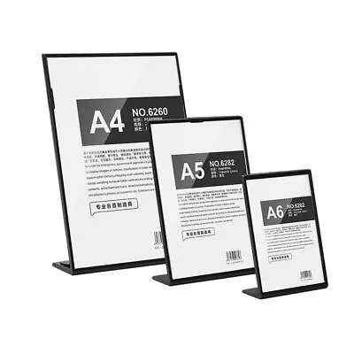 ABS Plastic Slanted Sign Holder Menu Displays Black L Sign Stand A4/A5/A6 A6 ... • $16.76