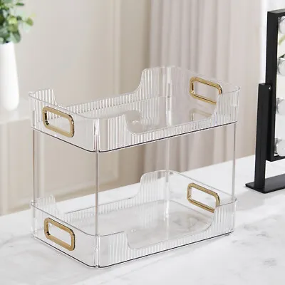 2 Tiers Desktop Cosmetic Storage Rack Makeup Organizer Perfume Display Stand • £11.94