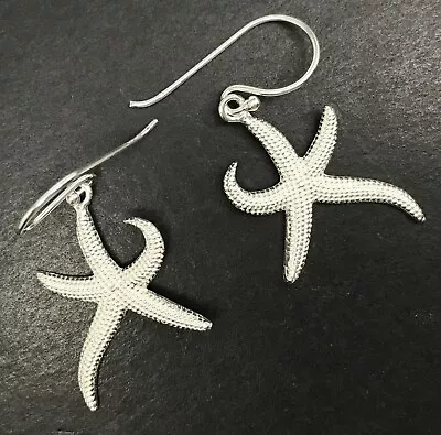 Starfish Drop Earrings Solid Sterling Silver Gift Box • £18.99