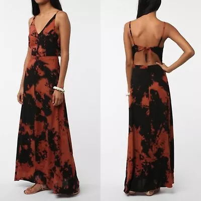 Nom De Plume YaYa Urban Outfitters Brown Black Tie-dyed Boho Maxi Dress Size 4 • $34.95