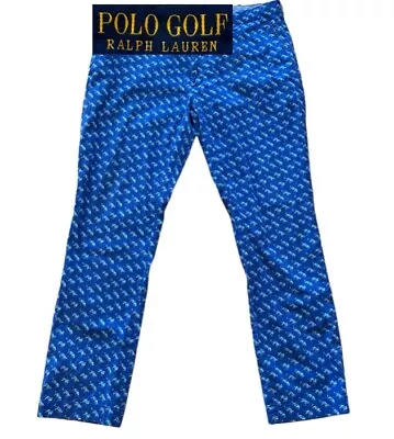 Ralph Lauren Polo Golf Mens 38x33 Aqua Blue Chino Pants Cheetah Leopards • $36