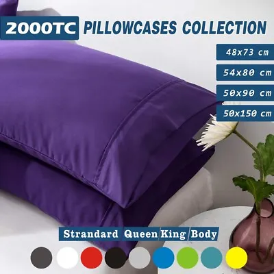 2200TC Ultra Soft Pillow Case Standard European Queen King Body Pillow Cover • $11.79