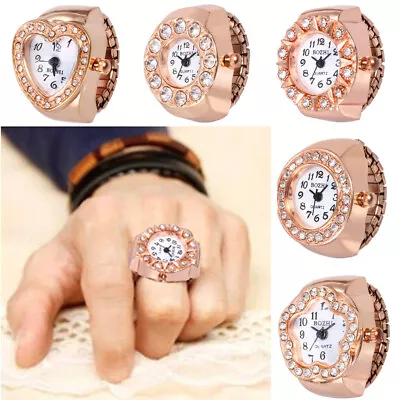 Dial Quartz Analog Watch Creative Steel Cool Elastic Quartz Finger Ring Watch  • $2.89