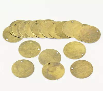 Round Antique Bronze 20mm Blank Stamping Tags Pendants Charm Findings • £1.99