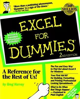 $4.95 • Buy Excel For Dummies By Harvey, Greg , Paperback