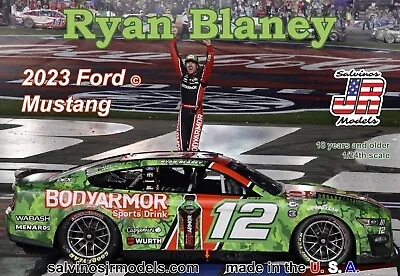 Ryan Blaney  2023 Ford Mustang 1:24 Model Kit By Salvino JR Models • $46.99
