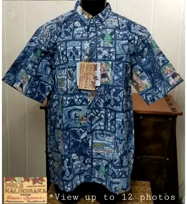 REYN SPOONER Mele Kalikimaka 2007 Christmas Hawaiian Button Up Blue Shirt Sz XXL • $99.99