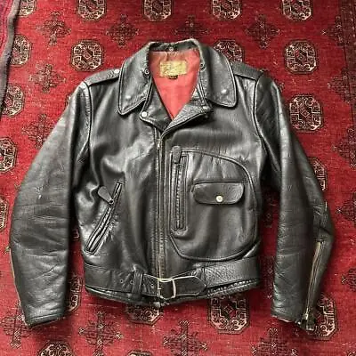 HERCULES Double Riders Jacket 1950’s Leather Size M Black From Japan • $1099