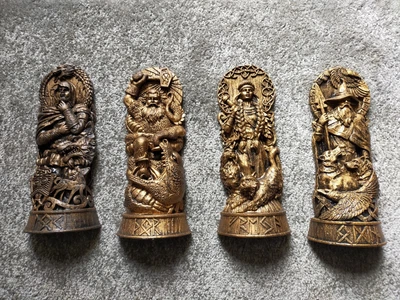 £25 • Buy 4 Mozhixue Norwegian God Resin Wall Plaque's Statues Witches, Mythology.