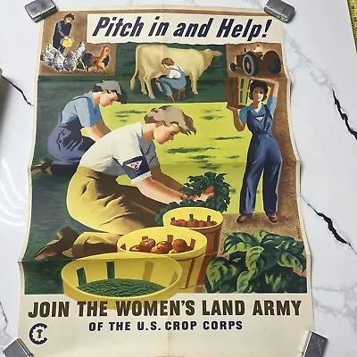 WWII WW2 Original War Poster Womens Land Army Victory Garden Farm Food Homefront • $800