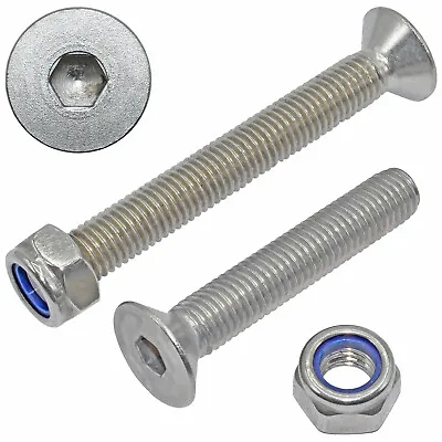 £2.79 • Buy M10, A2 Countersunk Csk Socket Cap Allen Bolt With Free Nyloc Nuts, Screws Hex