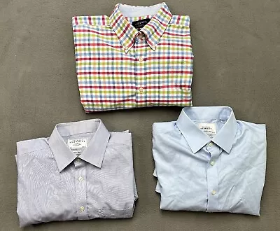 Lot Of 3 Charles Tyrwhitt Button Down Mens Shirts Size 16.5 Large Plaid Solid • $49.99