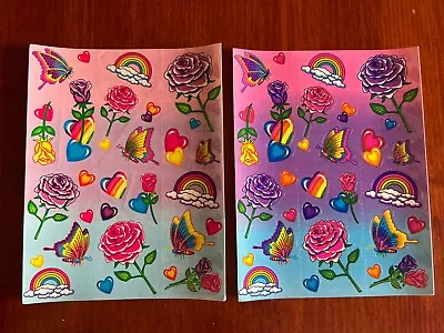 Vintage Lisa Frank Sticker Sheets X 2 Roses Butterfly Rainbow Classic S142 RARE • $19.99