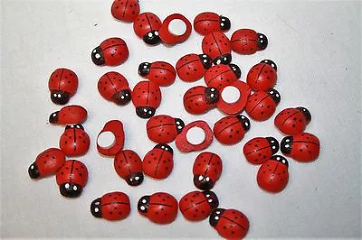 Mini Self Adhesive Wooden Ladybirds X 48 Craft Card Toppers • £1.99