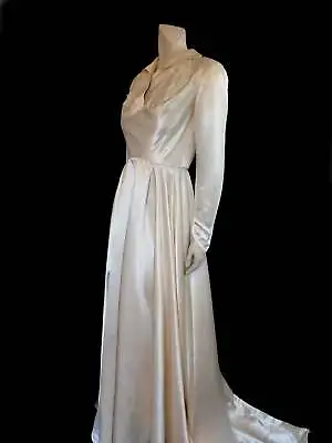 Vintage 1950s Satin Wedding Gown With Train - Small • $254.44