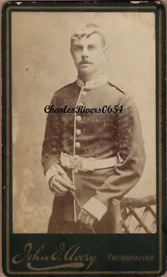 London Cdv Military. Soldier. Uniform. Swagger Stick Belt Buckle Victorian Photo • £12.45