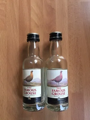 2 Empty Miniture Famous Grous Bottles With Different Back Bottle Labeling (VGC) • £1.50