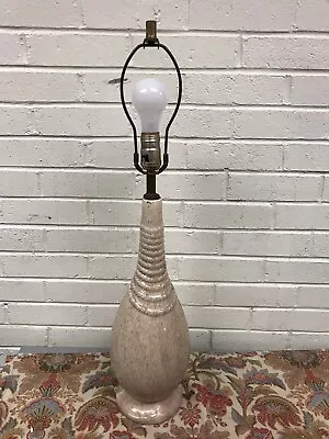 Vtg Mid Century Modern Atomic Beige Speckled Ceramic Table Lamp Eames Era Mcm • $125
