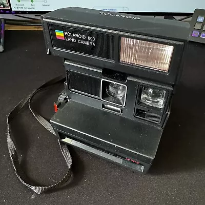 Polaroid 600 Land Camera 640 Vintage Black Polaroid Camera With Strap • $39.98