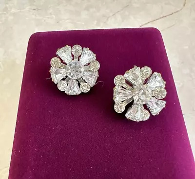 Set Of Two Gorgeous Vintage Estate Small Clear Rhinestone Brooch Pin • $14.95