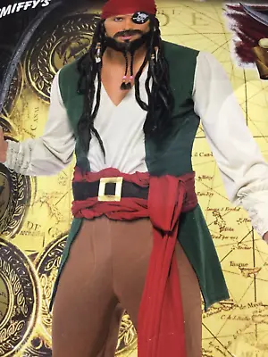 Mens Jack Sparrow  Pirates Of The Caribbean Fancy Dress Costume M BOOK DAY • £35.99